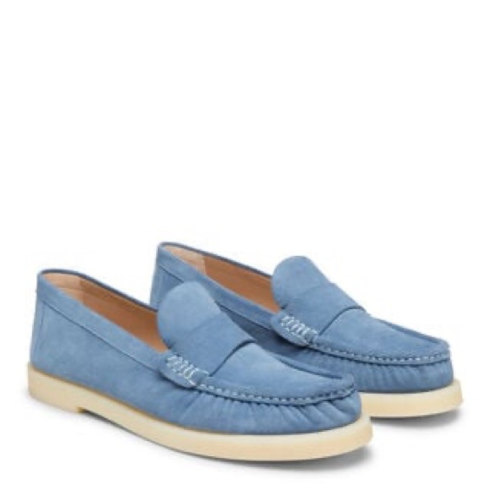 Stuart Weitzman Blake Suede Slip-On Loafers Blue Made in Spain Size 6.5  NWOT